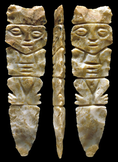 Human form carved biface from northwestern Peru.