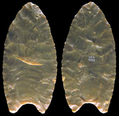 Both sides of a fluted knife from the Vail site.