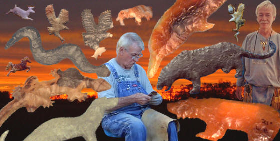 Don Wilcox with some of his animal art figures.