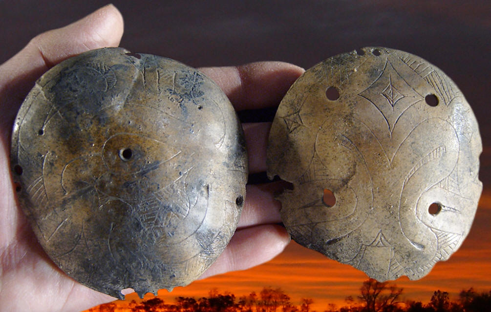 Casts of two human bone rattles from Pinson Mounds.