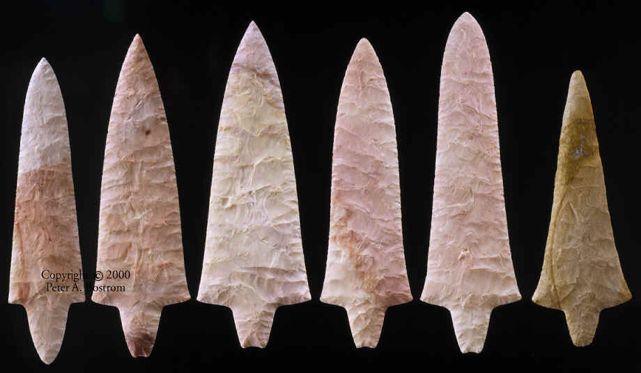 Group of six Dickson points made by Tim Dillard.