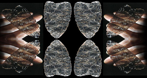 Abstract image of crystal Clovis points, Fenn cache.
