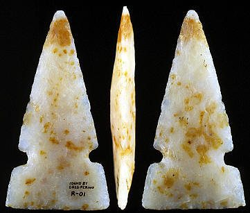 Daouble-notched Cahokia point found by Greg Perino.