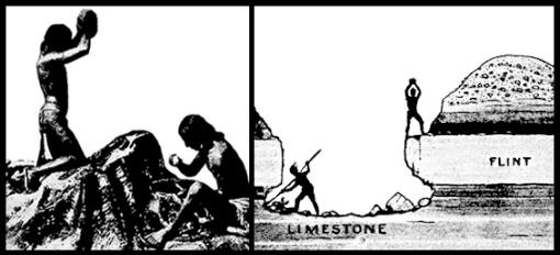 Illustrations showing hammerstone use.