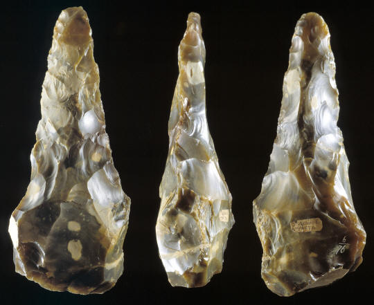 Acheulean hand axe from St. Acheul site, northern France.