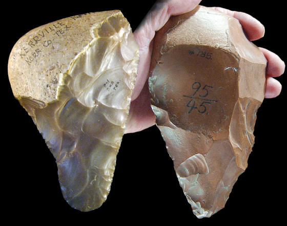 Kerrville knife compared to a Paleolithic handaxe.