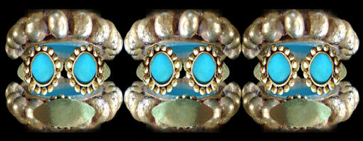 Abstract image of gold labret from Peru.
