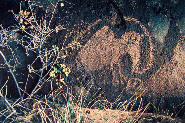 Rock art with cloven hoofs suggest a bison.