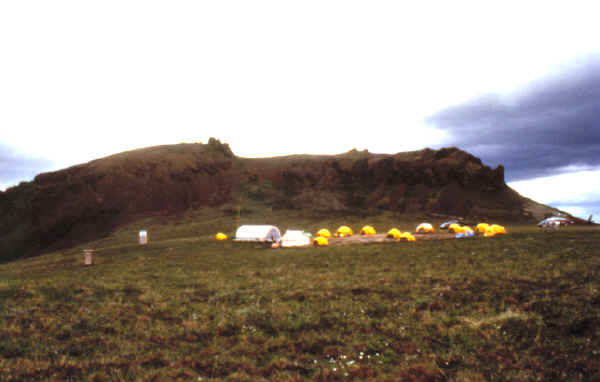 The Mesa site and the camp below.