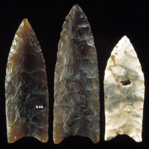 3 Goshen points with concave bases, Mill Iron site (casts).