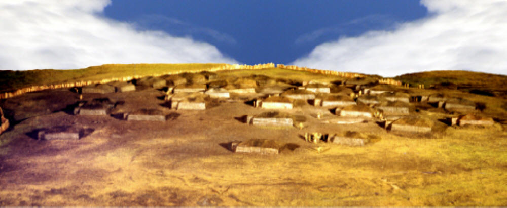 Diorama showing the Mitchell village site, South Dakota.