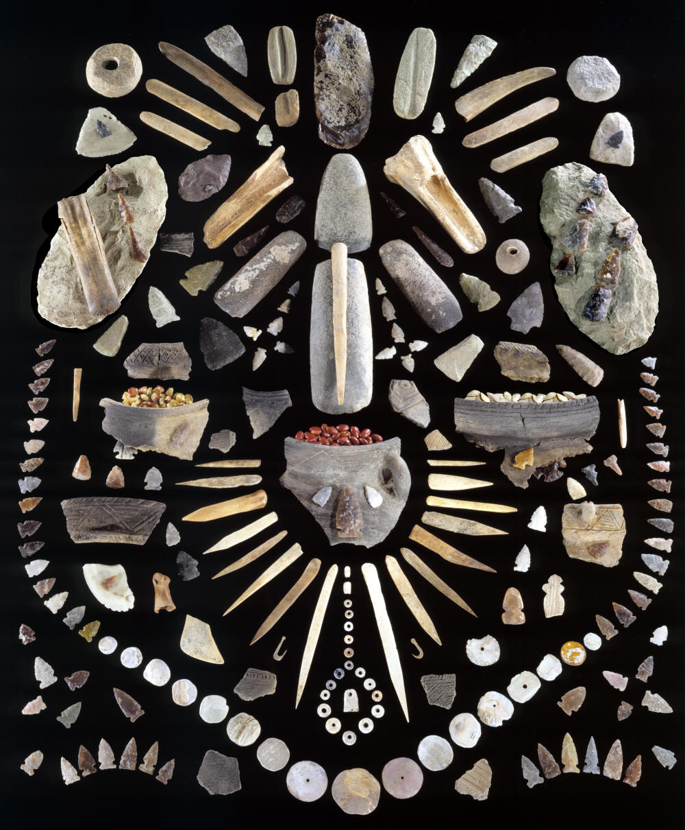 Mitchell site poster showing 227 artifacts, South Dakota.