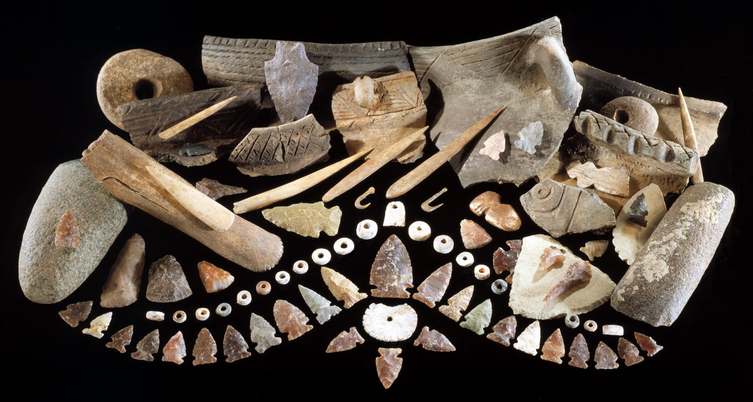 Bone, shell, ceramic & stone artifacts, Mitchell site.