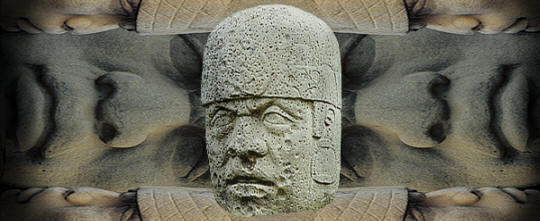 Olmec culture colossal head abstrac image.