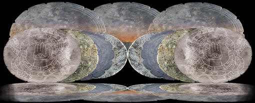 Abstract image of stone discs from southeastern U.S.