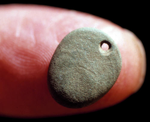 A small pebble pendant found on the Olive Branch site.
