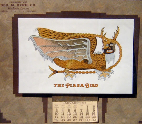 An old 1937 Piasa Bird calendar from Alton, Illinois.