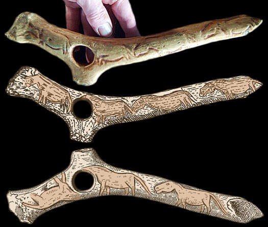 Pierced staff, Magdalenian period, Dordogne, France.