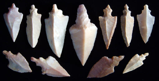 Projectile points made on blades from sub-Sahara Africa.