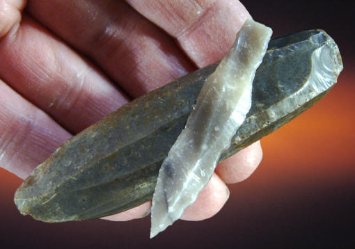 Core and projectile point made from blade, northern Europe.