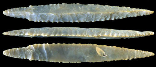 Three-sided projectile point made on blade from Denmark.