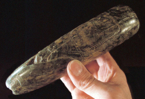 Large engraved tube pipe from Wyoming.
