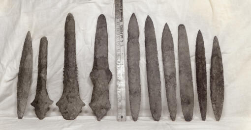 7 "swords" and 3 maces found in a cache in Craig Mound.