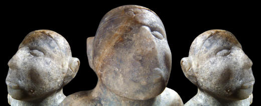 Two different facial views of the tolu fluorite statue.