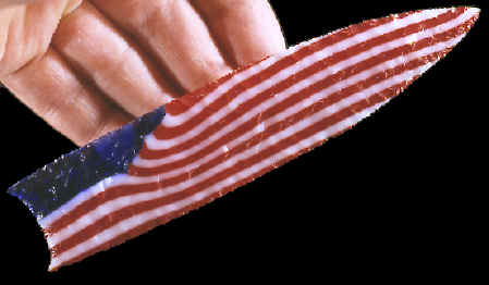 An American flag glass spear point.