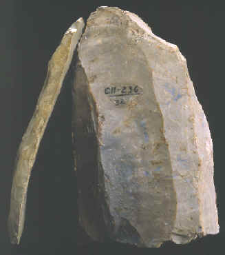 Clovis core and blade from Kentucky.