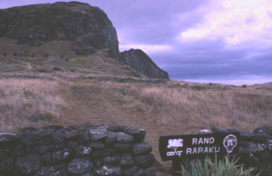 Pathway leading to Easter Island's statue quarry on Rano Raraku.