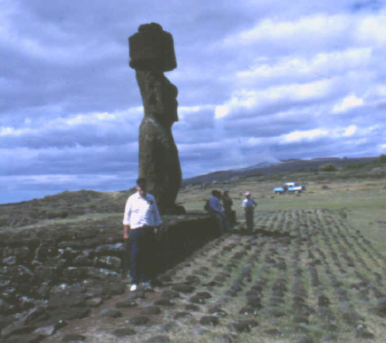Restored statue with "Top Knot" on Easter Island.