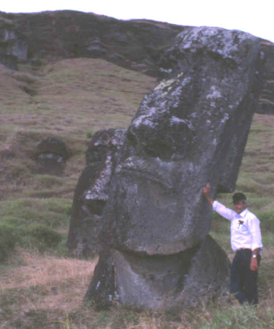 Easter Island statue buried to its neck.