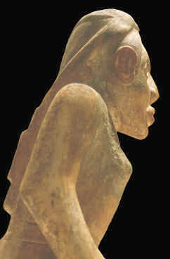 Right side view of Etowah female statue.