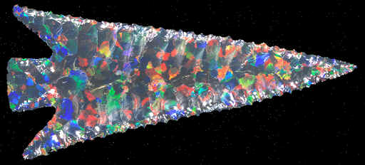 Synthetic opal arrow point made by Jim Hopper.