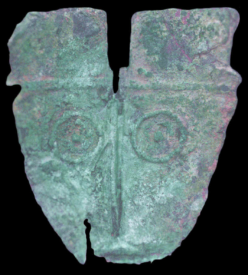 Copper long-nosed god mask from Illinois.