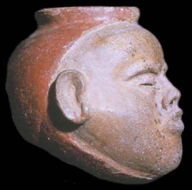 Painted head pot---Mississippian culture.