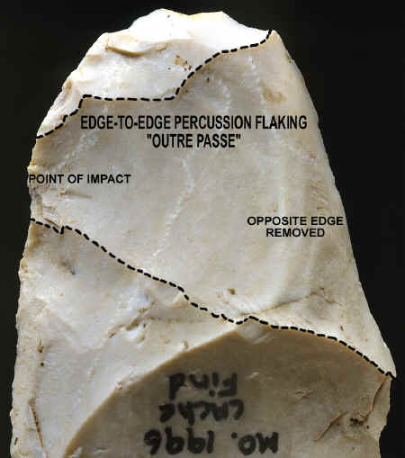 Magnified image of edge-to-edge percussion flake.
