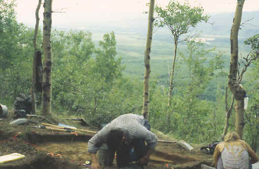 Excavating on the Moose Creek site, high above the valley.