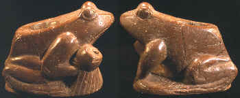 Two views of the "Rattler Frog Pipe".