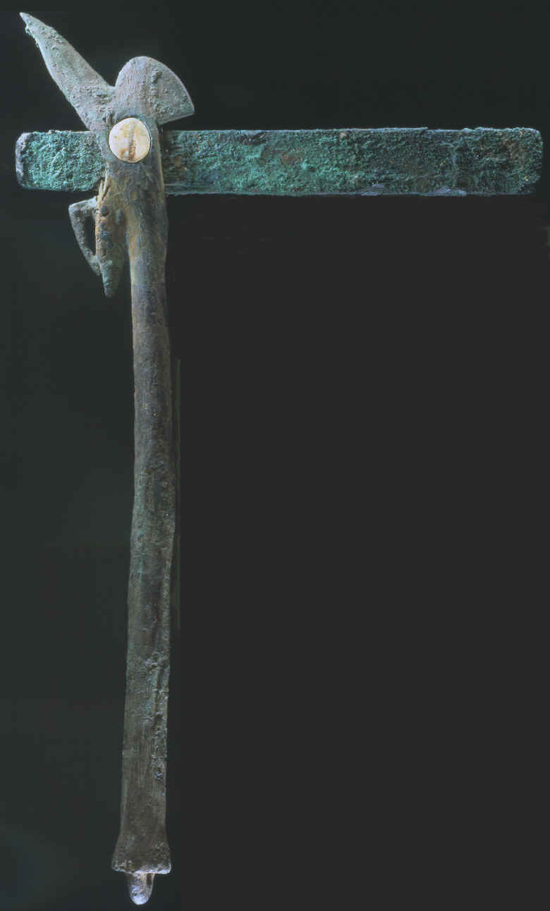 Hafted copper Axe from Craig Mound at Spiro Mounds.