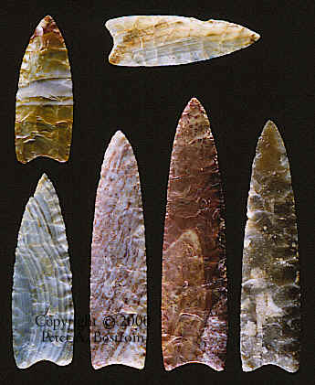 Six Clovis points from the Drake cache.